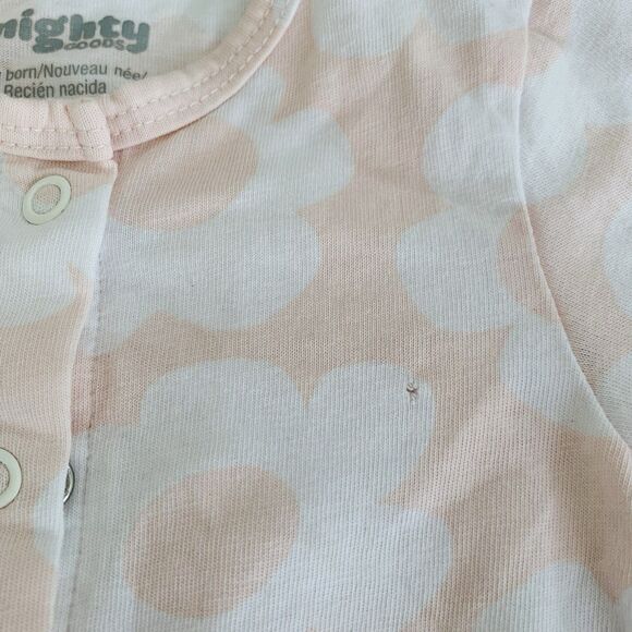 Mighty Goods Baby Girl Sleeper Gown Hat Newborn Foldable Cuff Pastel Pink Floral - Picture 8 of 8